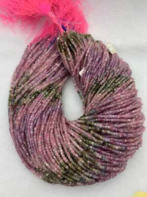 Pink tourmaline gradient sugar cube 2x2mm, long chain 38cm.