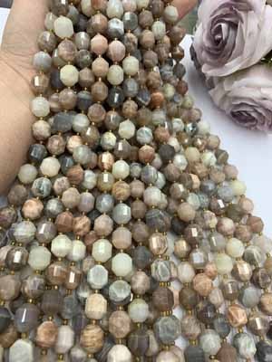 Colorful moonstone lulutong 12mm, 38cm long chain.