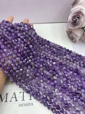 Amethyst Faceted Cut 10mm 38cm Long Chain