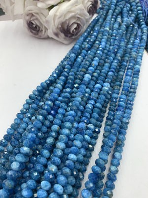 Blue Apatite Abacus Beads 6×8mm, Long Chain 38cm