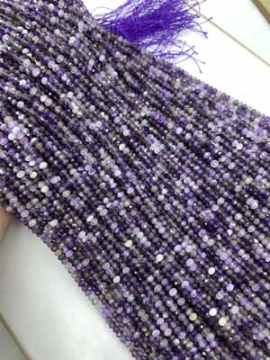 Amethyst Abacus Bead 3×4mm, 38cm Long Chain