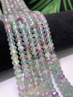 Colorful fluorite abacus beads (4-6mm) semi-finished long chain 39cm.