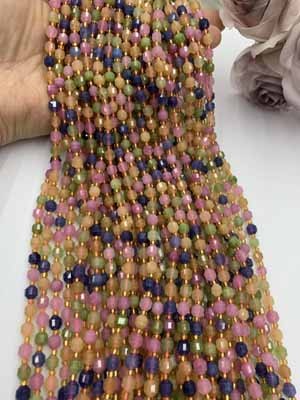 Colored gemstone lulutong 6mm, 38cm long chain