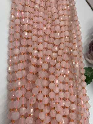 Rose quartz lulutong 8mm, 38cm long chain.