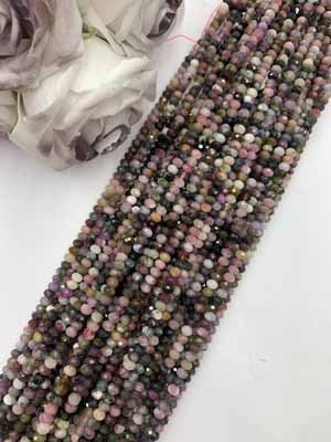 Tourmaline abacus beads 3x5mm, long chain 38cm
