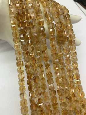 Grade A Citrine Cube Beads 8×8mm, 38cm Long Chain