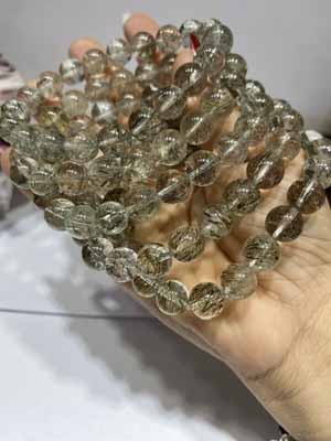 Tourmaline hair glossy bead bracelet 10mm