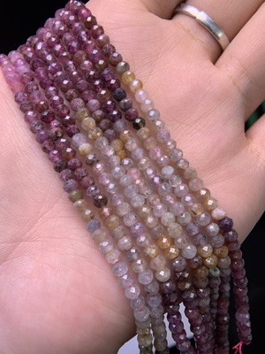 Ruby gradient abacus beads (3-4mm) semi-finished long chain 39cm.