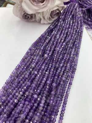 Amethyst Abacus Bead 3×5mm, 38cm Long Chain