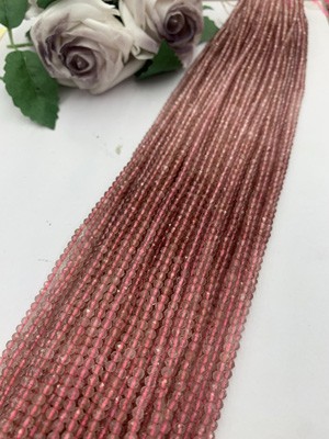 Red strawberry gradient faceted 3mm, semi-finished long chain 38cm.