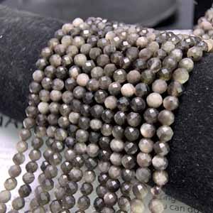 Silver Obsidian Diamond-Cut Long Chain (3–4mm) Semi-finished, 39cm