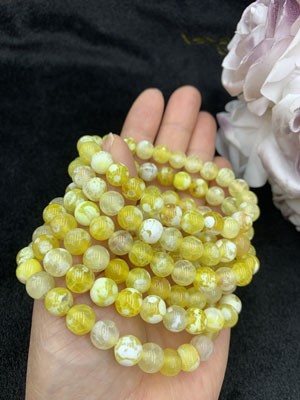 Yellow dragon pattern agate bracelet, 8mm