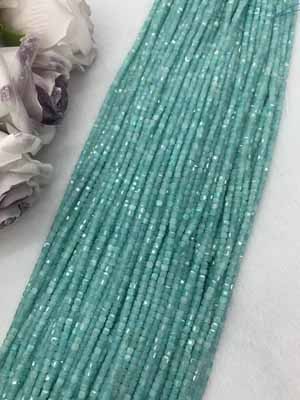 Amazonite Square Beads 3×3mm, Long Chain 38cm