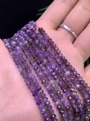 Amethyst Abacus Beads (Spec 2.4-3.5mm), Semi-Finished Long Chain 39cm
