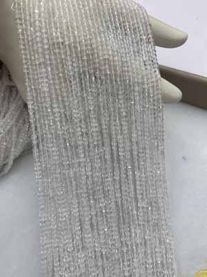White Crystal Square Sugar Beads 2×2mm, Long Chain 38cm