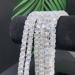Blue Moonstone Cube Beads (7mm) Semi-Finished Long Strand 39cm