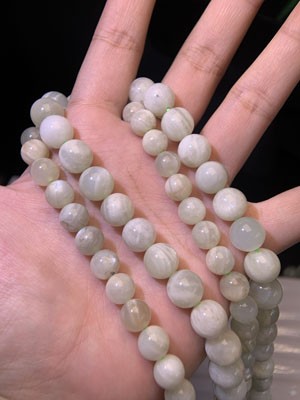Green Moonstone Semi-Finished Long Chain (8-10-11-12mm), 39cm