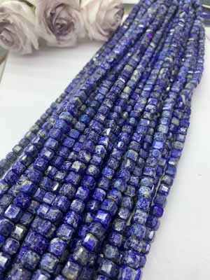 Lapis Lazuli Sugar Cube 7×7mm, 38cm Long Strand
