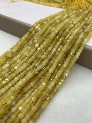 Yellow Opal Cube Long Chain 38cm
