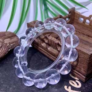 High-ice transparent milky white crystal! Milky white crystal with a rock candy-like texture (14.3mm) single-wrap large bead bracelet.