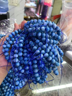 Cat's Eye Blue Apatite Semi-Finished Long Chain, 38cm