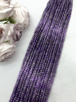 Gradient Amethyst Cube Beads 4×4mm, 38cm Long Chain