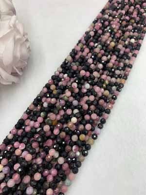 Colorful tourmaline faceted 5mm, semi-finished long chain 38cm