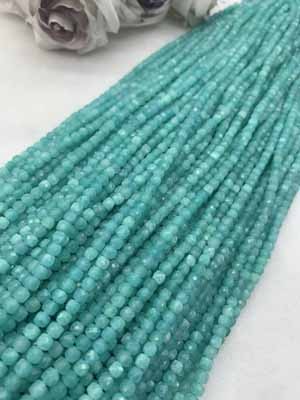Amazonite Square Beads 4×4mm, Long Chain 38cm