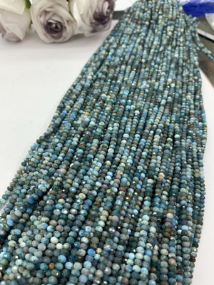 Blue Apatite Abacus Beads 2×3mm & 3×4mm, Long Chain 38cm