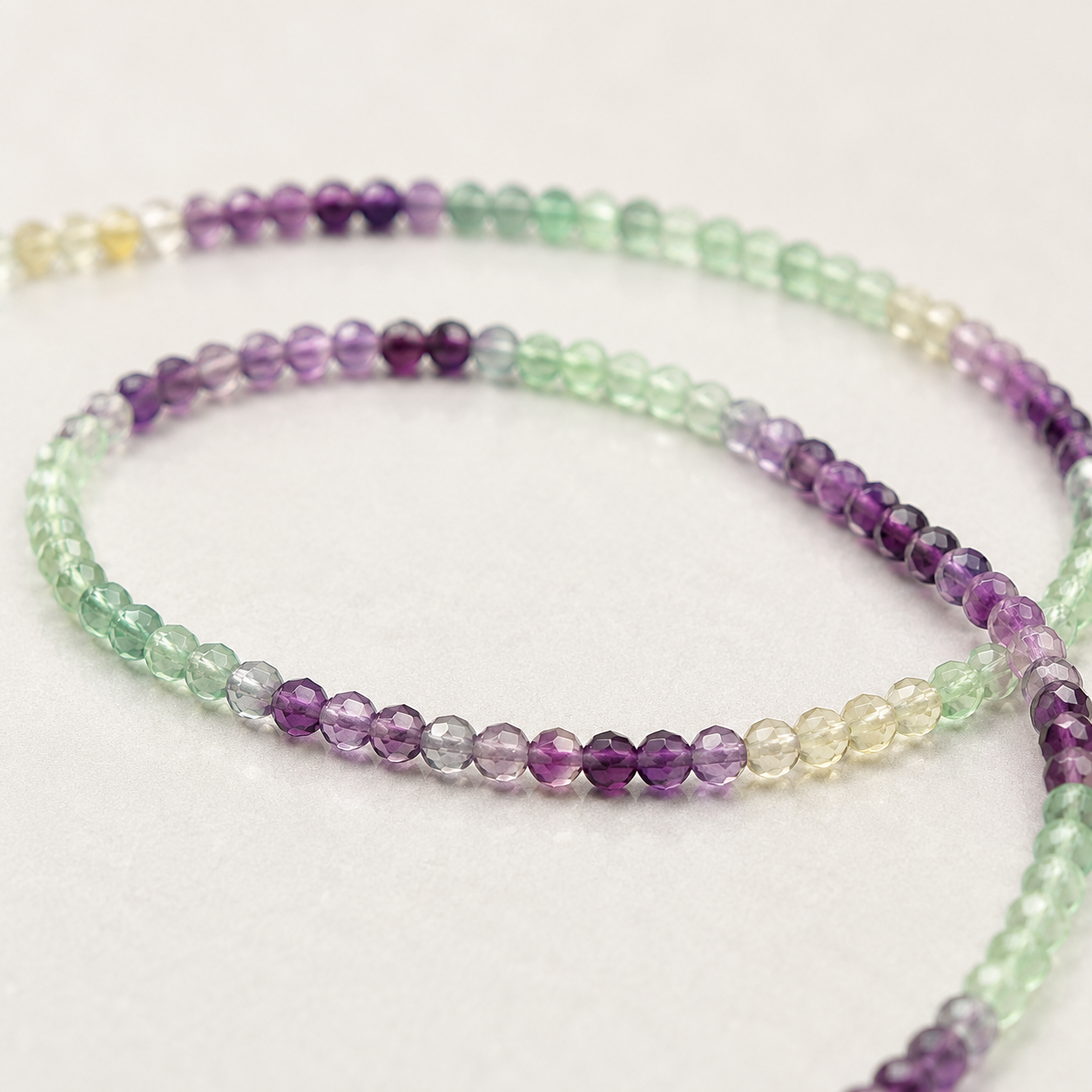 Fluorite Gradient Faceted 3.8mm Semi-Finished Long Chain, 38cm