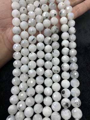 Indian Moonstone 128 Facets Semi-finished Long Chain, 38cm