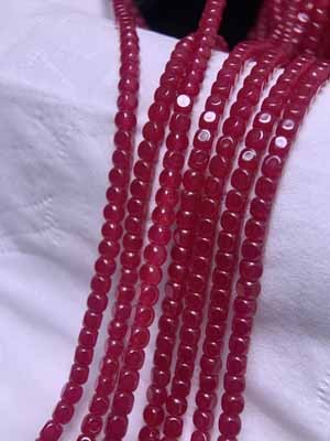 Square & Round Ruby Corundum (3mm+) Semi-Finished Long Chain, 39cm