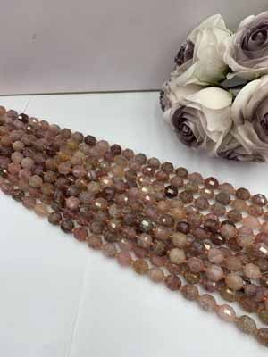 Strawberry quartz lulutong 12mm, 38cm long chain.