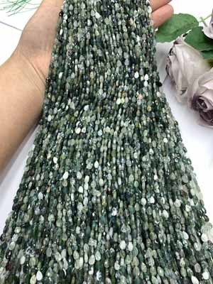 Agate with Water Plant Inclusions 4×6mm Teardrop Shape 38cm Long Chain