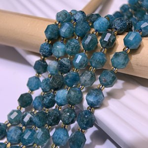 Blue Apatite Lu Lu Tong (8mm & 7mm) Semi-Finished Long Chain 39cm