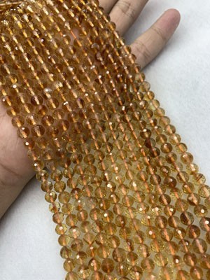 Top Grade Citrine, 128 Facets, Semi-Finished Long Chain 38cm