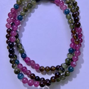 Old Mine Vitreous Color-Standard Tourmaline (4mm) Multi-Strand Bracelet with Rich Intense Colors
