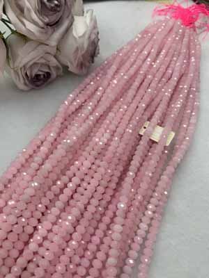 Rose quartz abacus beads 4x6mm, 6x8mm, long chain 38cm.
