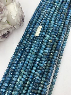 Blue Apatite Abacus Beads 6×8mm, Long Chain 38cm