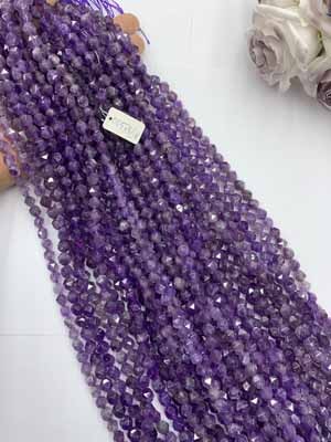 Amethyst Faceted Cut 8mm 38cm Long Chain