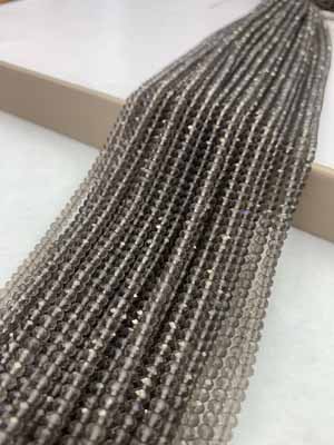 Smoky quartz abacus beads 3x4mm, long chain 38cm.