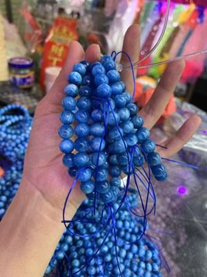 Cat's Eye Blue Apatite semi-finished long chain, 38cm