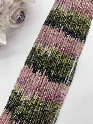 Tourmaline gradient abacus beads 2x3mm, long chain 38cm