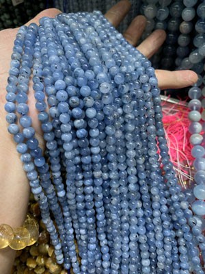 Devil Aquamarine 6mm ¥45 per piece, Semi-Finished Long Strand 38cm