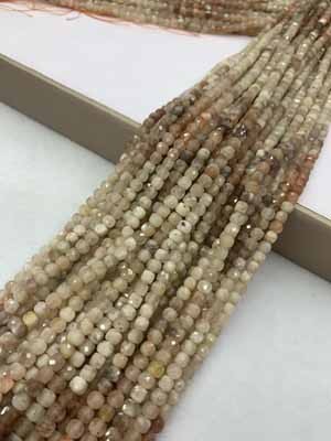 Colorful moonstone gradient sugar cube 4x4mm, long chain 38cm