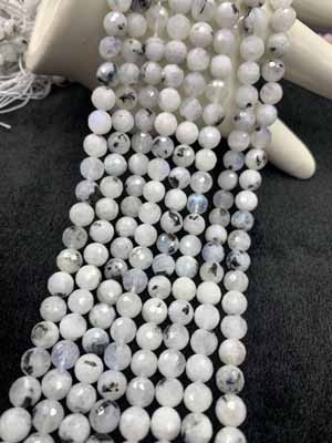 Indian Moonstone 128 Facets Semi-finished Long Chain, 38cm