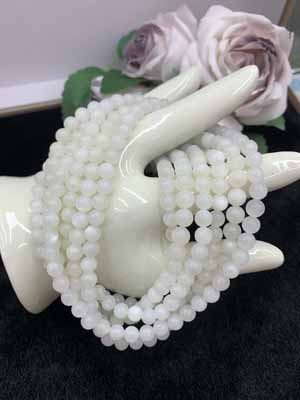 White moonstone, three strands, 6mm