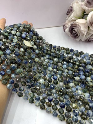 Blue Kyanite Lucky Bead 12mm, Long Chain 38cm