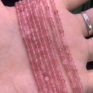 Angled Faceted Strawberry Quartz (Spec: 2-3-3+mm), Semi-Finished Long Chain, 39cm