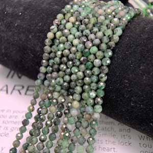 Emerald Faceted Corner Beads (3mm), Semi-Finished 39cm Long Chain